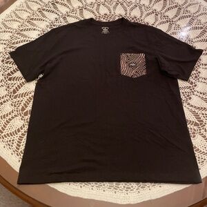 Billabong Black T-shirt, front pocket, size Large
